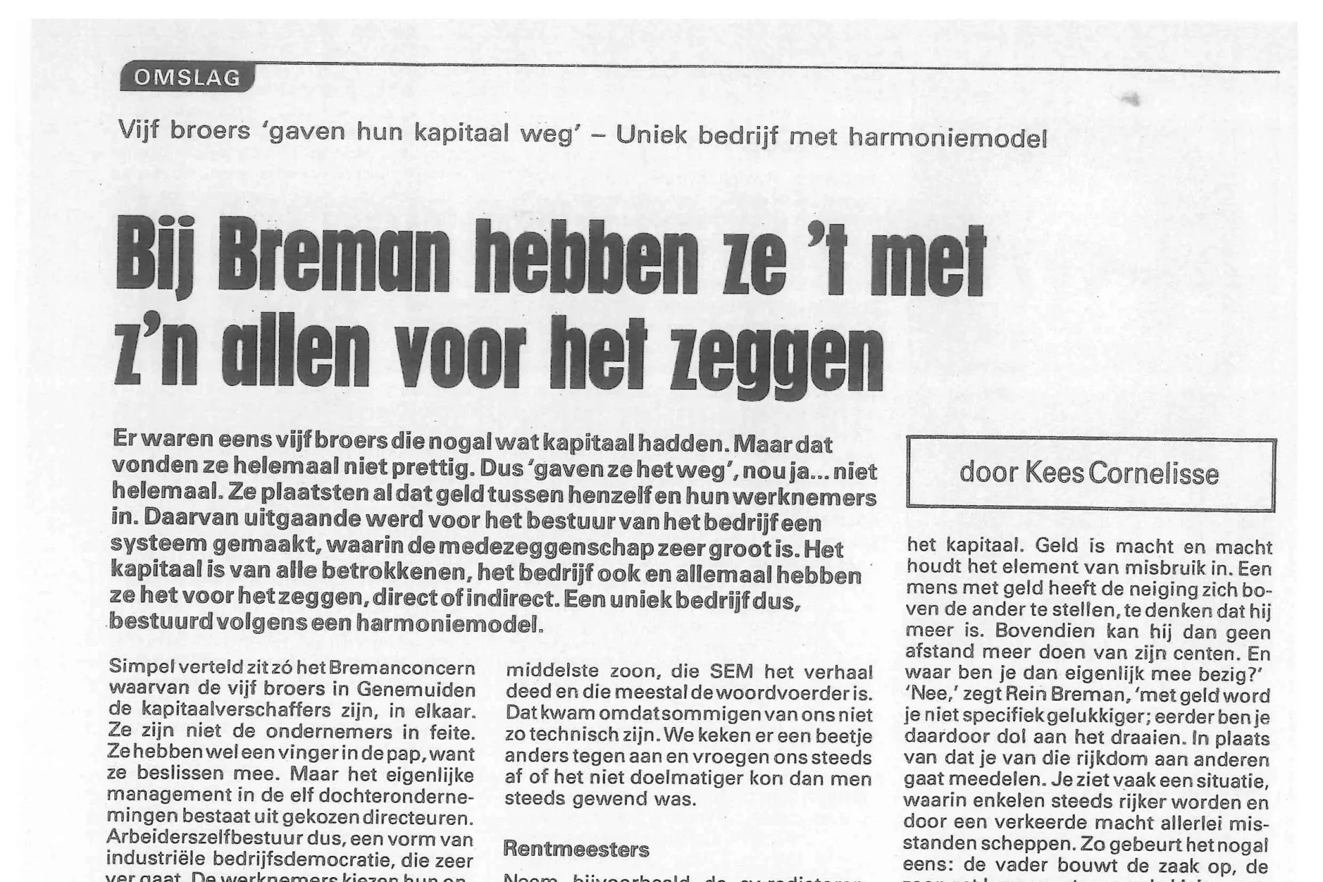 Historisch krantenartikel over het Breman Systeem
